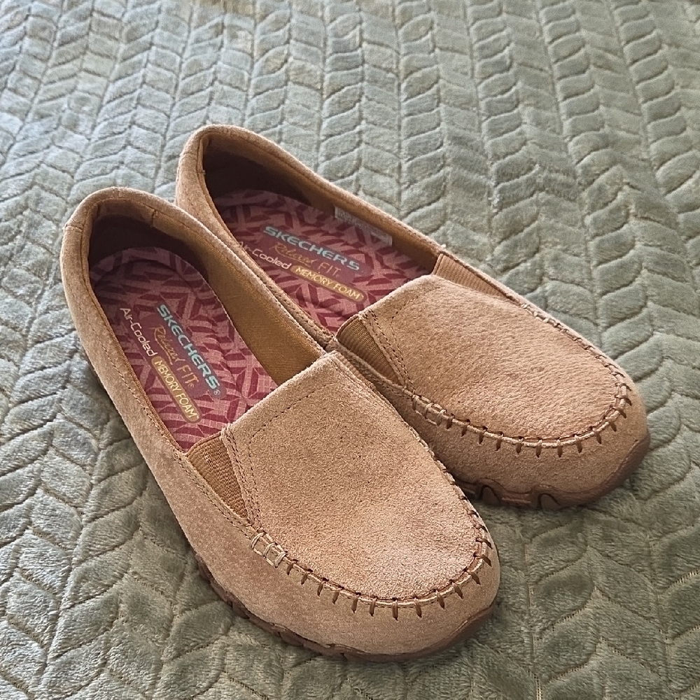 Skechers Women's Tan Suede Slip-On Moccasins